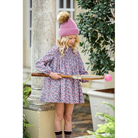 Vestido flores rosas y burdeos "Cachemira"