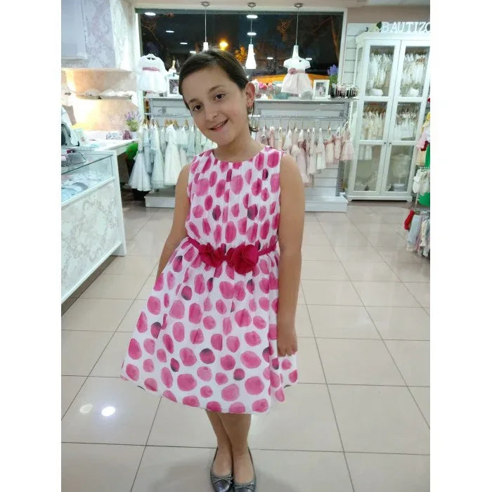 Vestido organza topos fucsia - PARDALETS