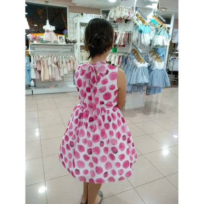 Vestido organza topos fucsia - PARDALETS