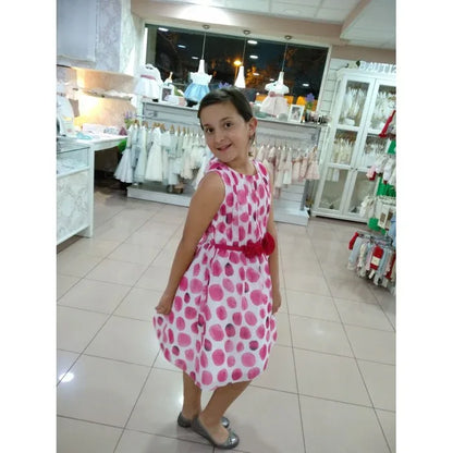 Vestido organza topos fucsia - PARDALETS