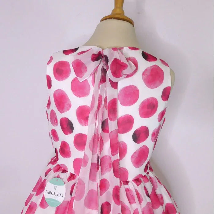 Vestido organza topos fucsia - PARDALETS