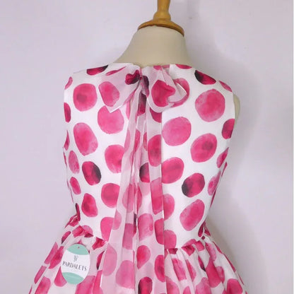 Vestido organza topos fucsia - PARDALETS