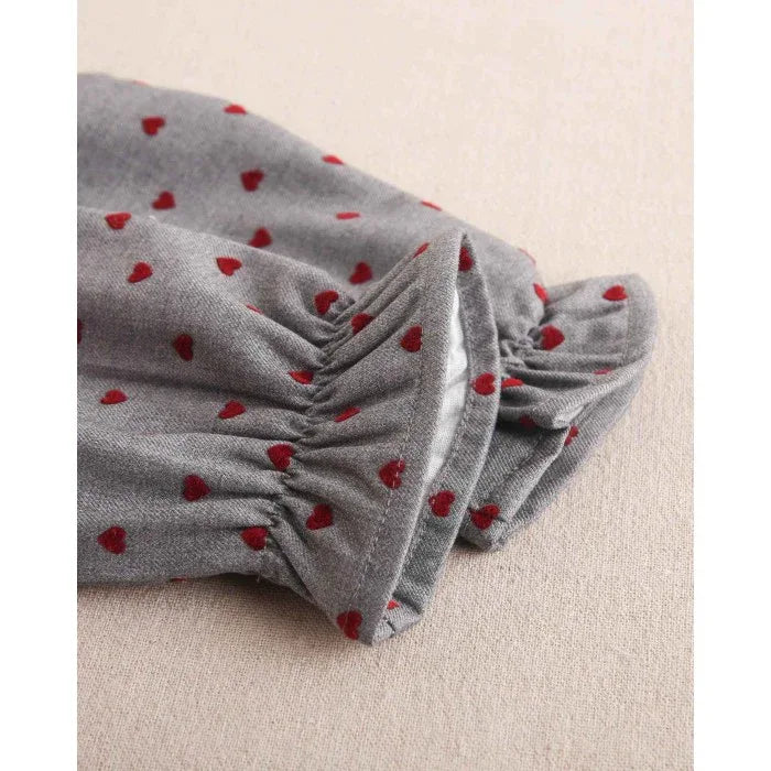 Vestido gris con corazones granate - PARDALETS