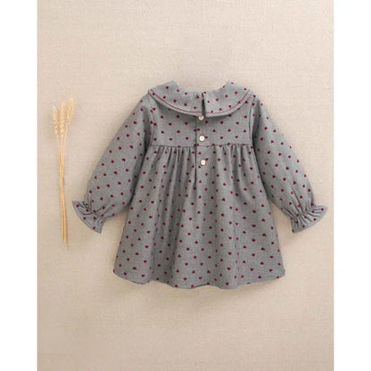 Vestido gris con corazones granate - PARDALETS