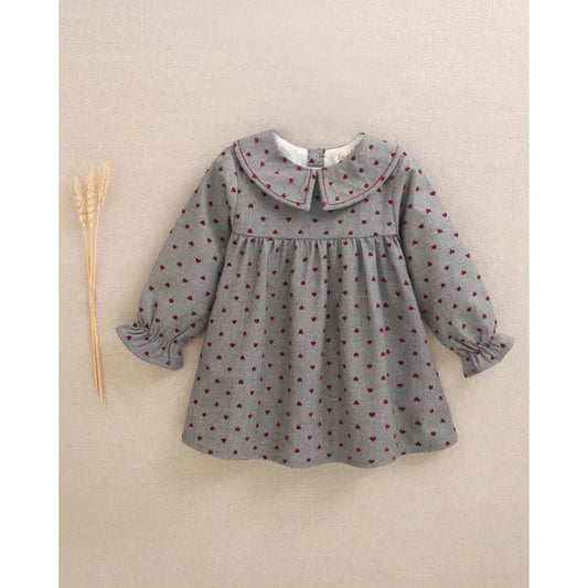 Vestido gris con corazones granate - PARDALETS