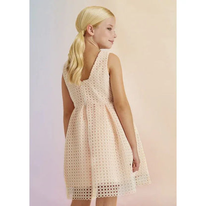 Vestido guipur melocotón con flor - PARDALETS