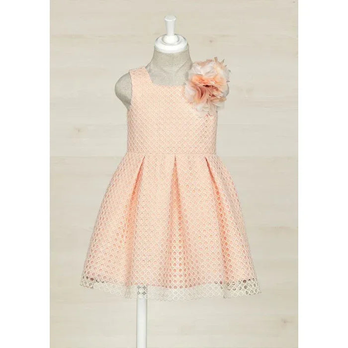 Vestido guipur melocotón con flor - PARDALETS