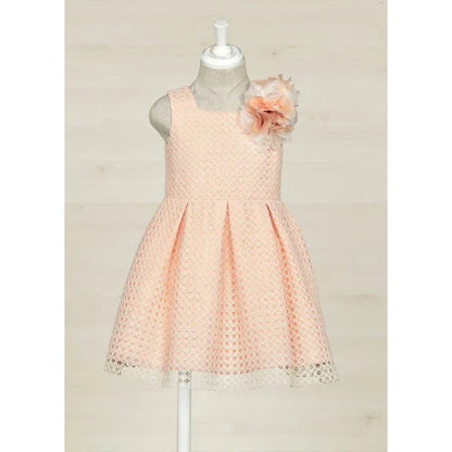 Vestido guipur melocotón con flor - PARDALETS