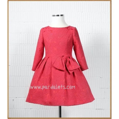 Vestido Jacquard rojo con lazo lateral - PARDALETS