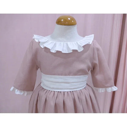 Vestido lino rosa maquillaje con manga corta - PARDALETS