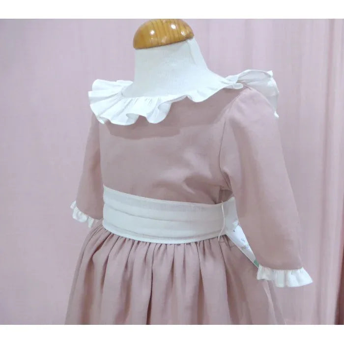 Vestido lino rosa maquillaje con manga corta - PARDALETS