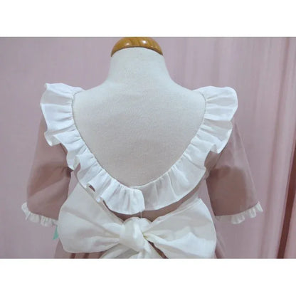 Vestido lino rosa maquillaje con manga corta - PARDALETS