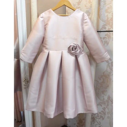 Vestido mikado rosa empolvado manga francesa - PARDALETS
