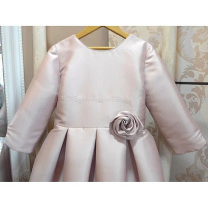 Vestido mikado rosa empolvado manga francesa - PARDALETS