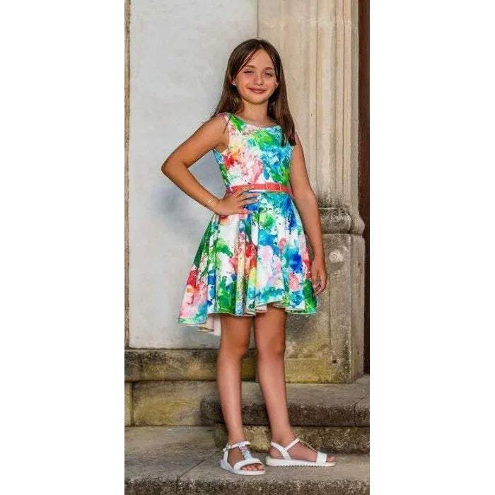 Vestido multicolor con pequeña cola - PARDALETS