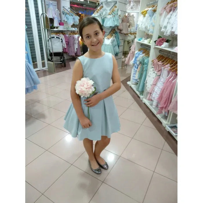 Vestido neopreno verde agua falda tablas - PARDALETS