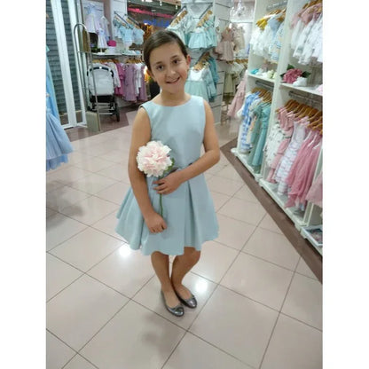 Vestido neopreno verde agua falda tablas - PARDALETS