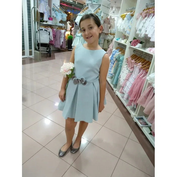 Vestido neopreno verde agua falda tablas - PARDALETS