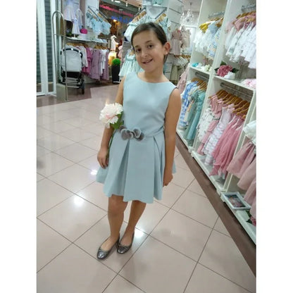 Vestido neopreno verde agua falda tablas - PARDALETS