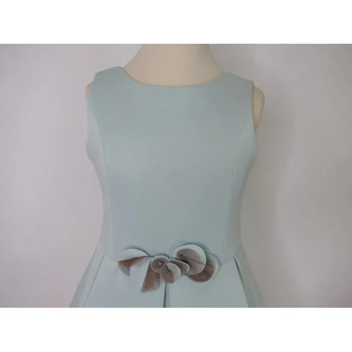 Vestido neopreno verde agua falda tablas - PARDALETS