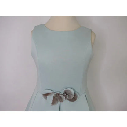 Vestido neopreno verde agua falda tablas - PARDALETS