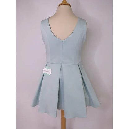 Vestido neopreno verde agua falda tablas - PARDALETS