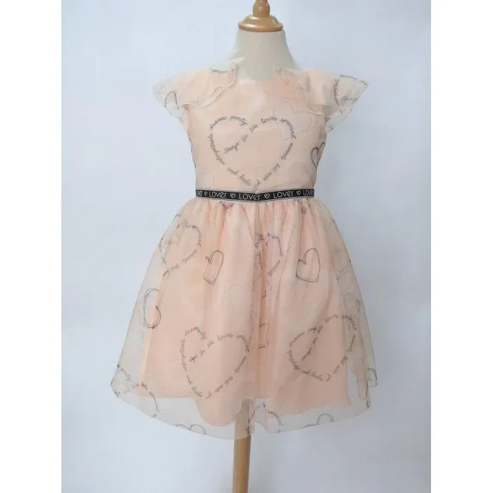 Vestido organza estampada en rosa nude - PARDALETS