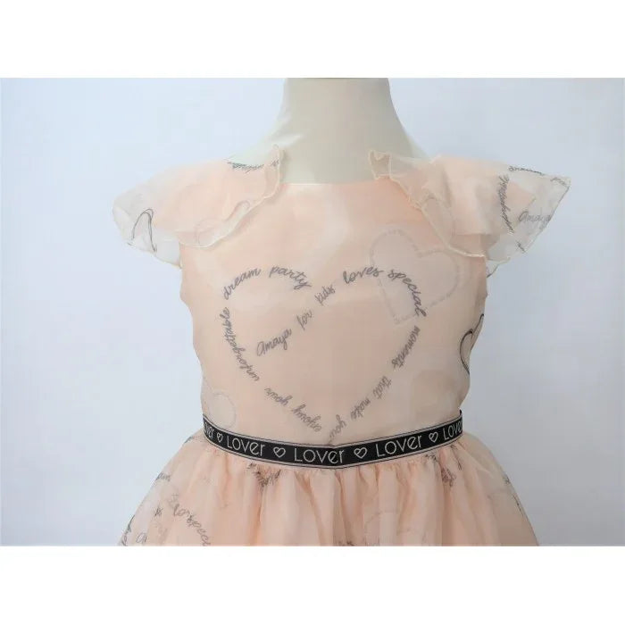 Vestido organza estampada en rosa nude - PARDALETS