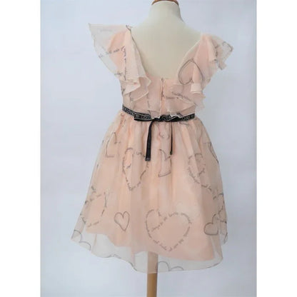 Vestido organza estampada en rosa nude - PARDALETS