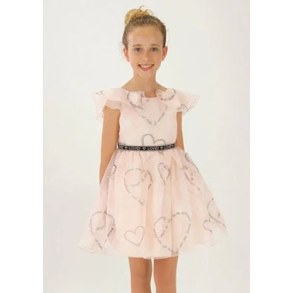 Vestido organza estampada en rosa nude - PARDALETS