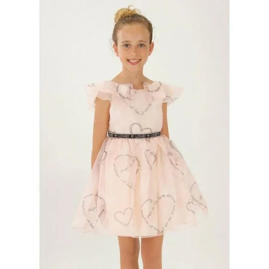Vestido organza estampada en rosa nude - PARDALETS