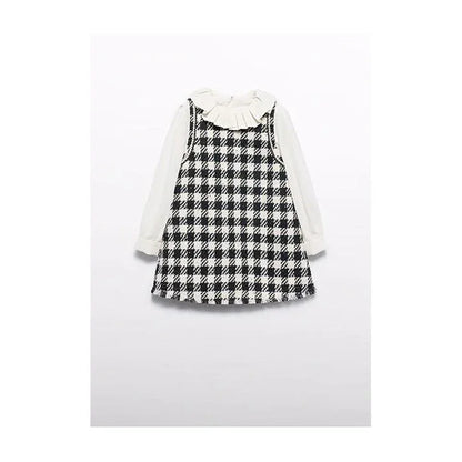 Vestido pichi cuadros negros y mangas de camisa - PARDALETS