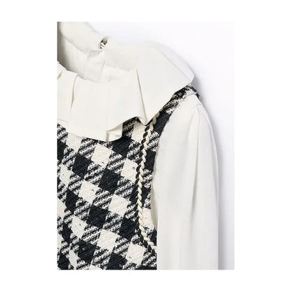 Vestido pichi cuadros negros y mangas de camisa - PARDALETS