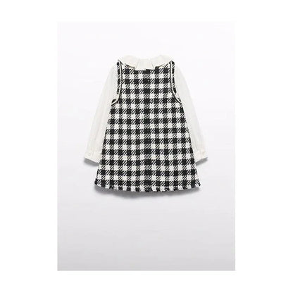 Vestido pichi cuadros negros y mangas de camisa - PARDALETS