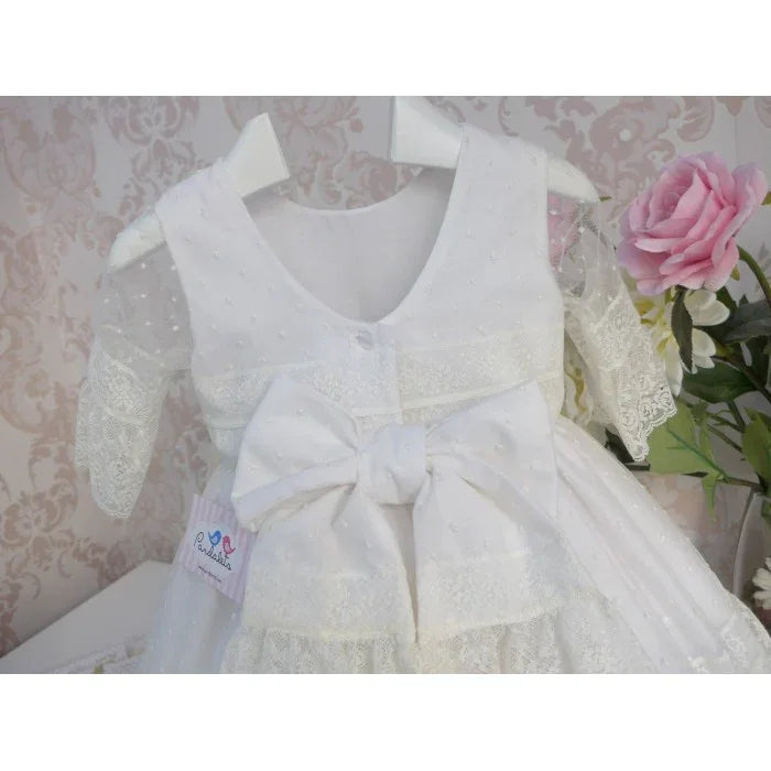 Vestido puntillas y tul bordado blanco - PARDALETS