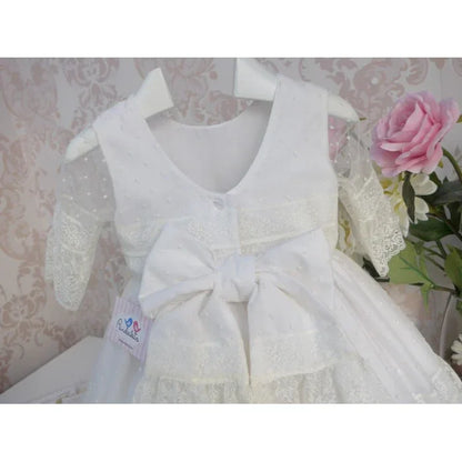 Vestido puntillas y tul bordado blanco - PARDALETS