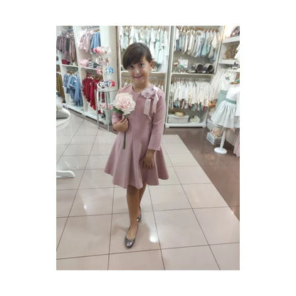 Vestido punto roma rosa maquillaje detalle floral lateral - PARDALETS