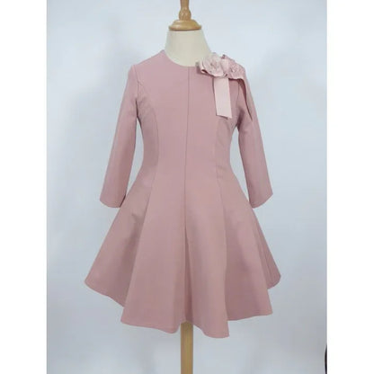 Vestido punto roma rosa maquillaje detalle floral lateral - PARDALETS