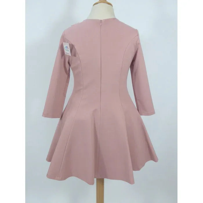 Vestido punto roma rosa maquillaje detalle floral lateral - PARDALETS