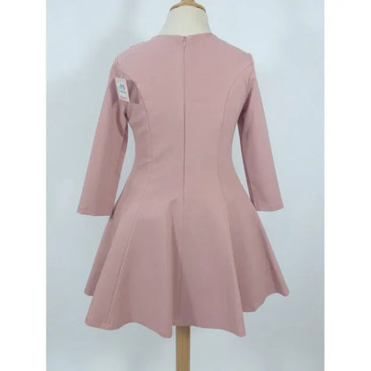 Vestido punto roma rosa maquillaje detalle floral lateral - PARDALETS