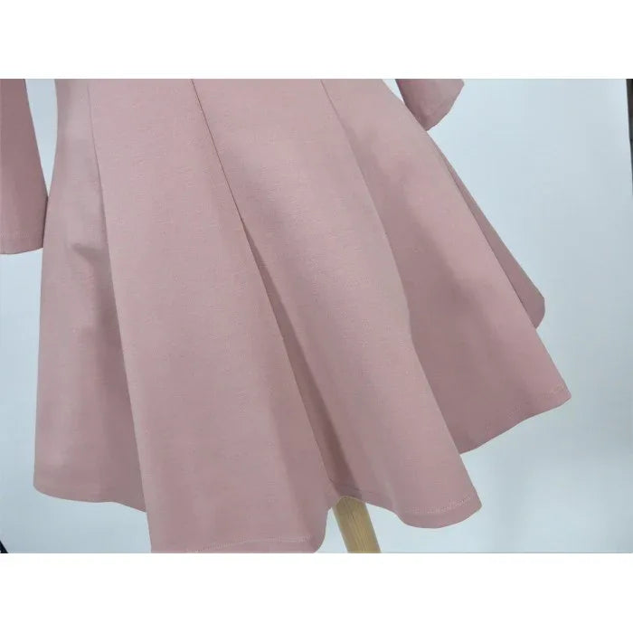 Vestido punto roma rosa maquillaje detalle floral lateral - PARDALETS