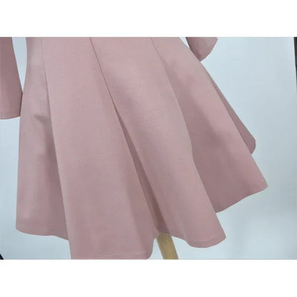 Vestido punto roma rosa maquillaje detalle floral lateral - PARDALETS