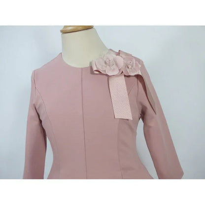 Vestido punto roma rosa maquillaje detalle floral lateral - PARDALETS