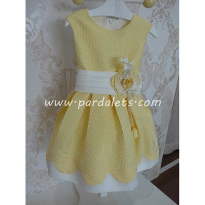 Vestido raso amarillo y blanco roto - PARDALETS