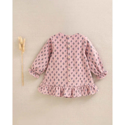 Vestido rosa con hojas marino - PARDALETS