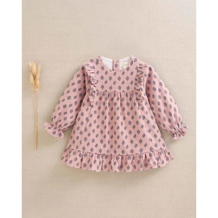 Vestido rosa con hojas marino - PARDALETS