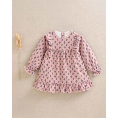 Vestido rosa con hojas marino - PARDALETS