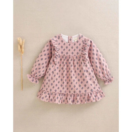 Vestido rosa con hojas marino - PARDALETS