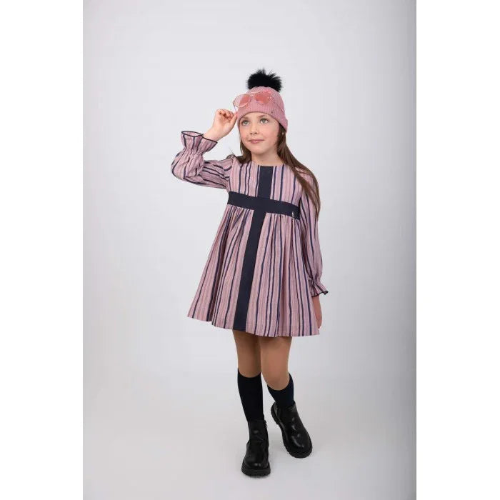 Vestido rosa rayas marino - PARDALETS