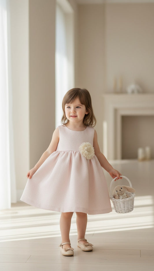 Vestido rosita con hilito plateado